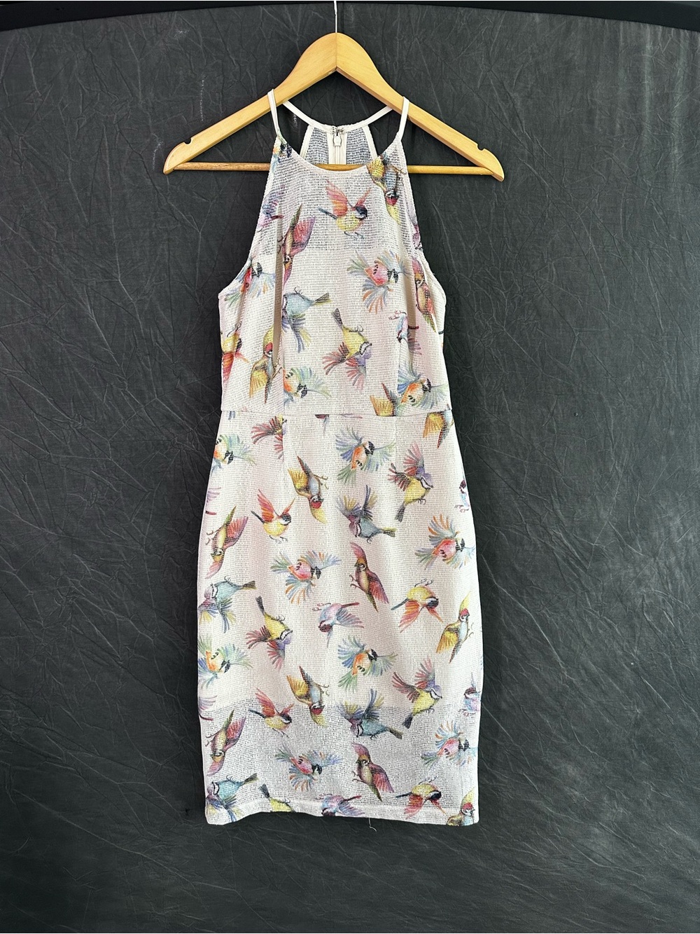 HUTCH halter dress, bird print, size 0